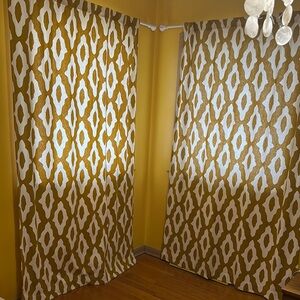 Threshold Gold and White Geometric Curtains